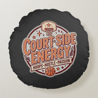 Court Side Energy Vintage Basketboll Rund Kudde