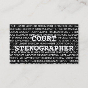 Court Stenographer Ord Affärskort Visitkort