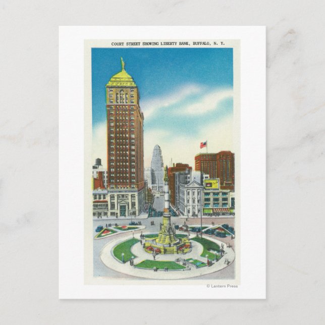 Court Street View of Liberty Bank Bldg Vykort (Framsida)