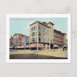 Court & Washington Sts., Binghamton, NY Vintage Vykort