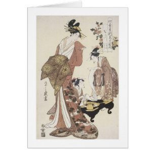 Courtesan Nakagawa, Eishi, 1795 Hälsningskort