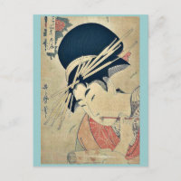 Courtesan-tuggning på penseln av Kitagawa,Utamaro