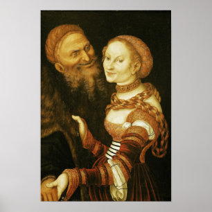 Courtesanen och gamal man, c.1530 poster