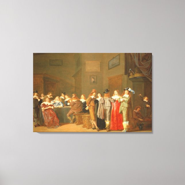 Courting Scene, 1644 (olja på arbetsyta) Canvastryck (Framsida)