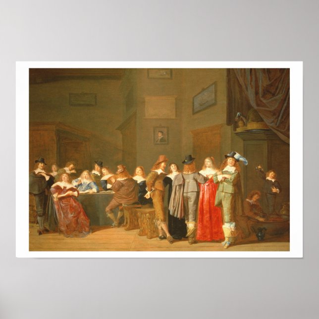 Courting Scene, 1644 (olja på arbetsyta) Poster (Framsidan)