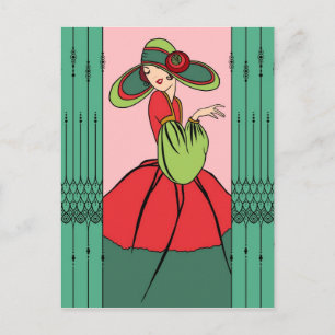 COURTNEY, ART DECO: Julen Past Helg Vykort