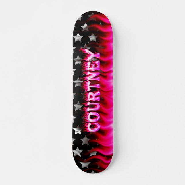 Courtney skateboardrosor avfyrar och flammar old school skateboard bräda 21,6 cm (Framsida)