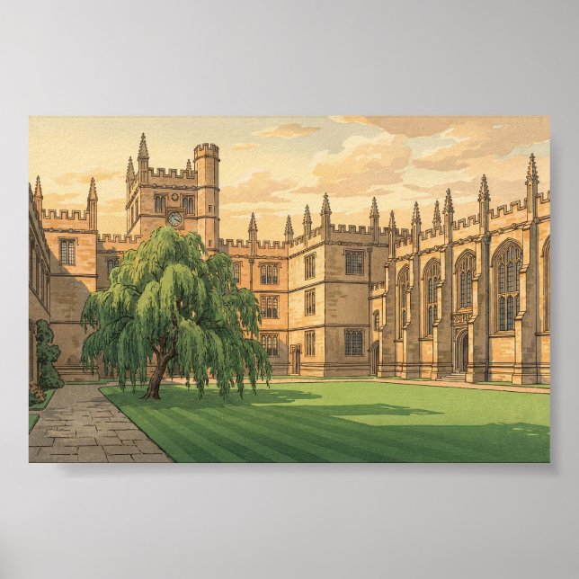 Courtyard at Oxford University Poster (Framsidan)
