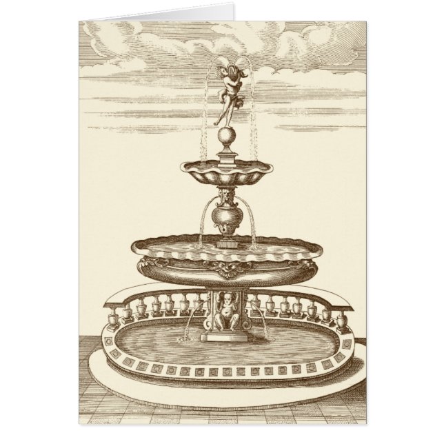 Courtyard Fontän med Ornamental Cherub Hälsningskort (Framsidan)