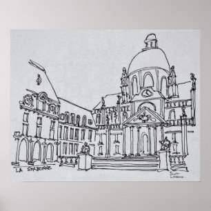 Courtyard La Sorbonne Universiteten i Paris Poster