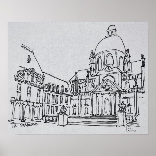 Courtyard La Sorbonne | Universiteten i Paris Poster (Framsidan)