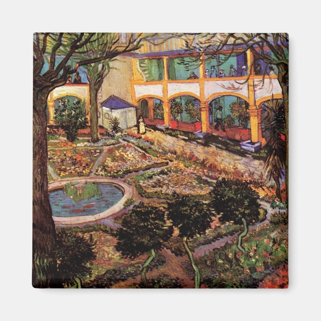 Courtyard på sjukhuset i Arles av Vincent van Gogh Magnet (Framsidan)