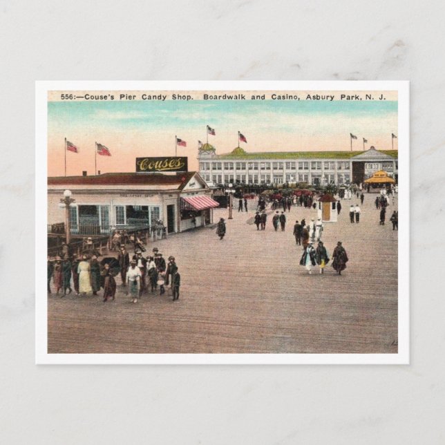 Couse's Pier, Candy Shop, Asbury Park NJ Vykort (Framsida)