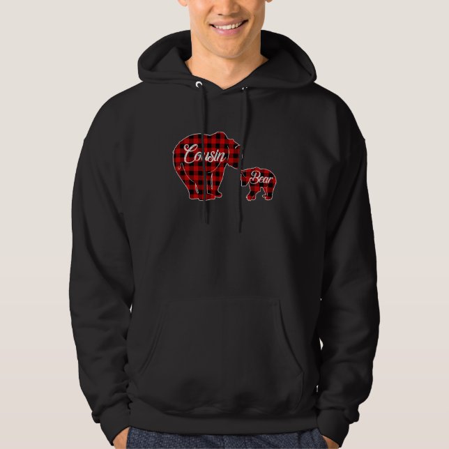 Cousin Bear  Buffalo Plaid Christmas T Hoodie (Framsida)