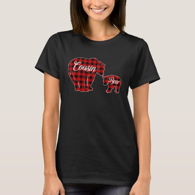 Cousin Bear  Buffalo Plaid Christmas T T Shirt (Framsida)