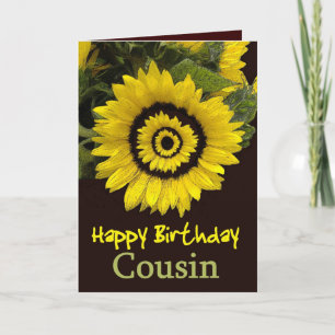 COUSIN Birthday med Cheerful Solros Kort