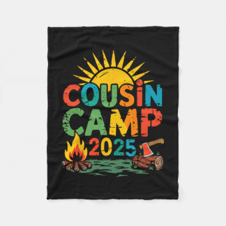 Cousin Camp 2025 Camping Campfire Summer Vacation Fleecefilt