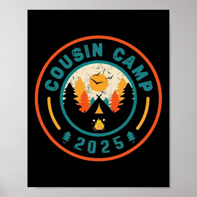 Cousin Camp 2025 Campingpersonal Campfire Sommarle Poster (Framsidan)