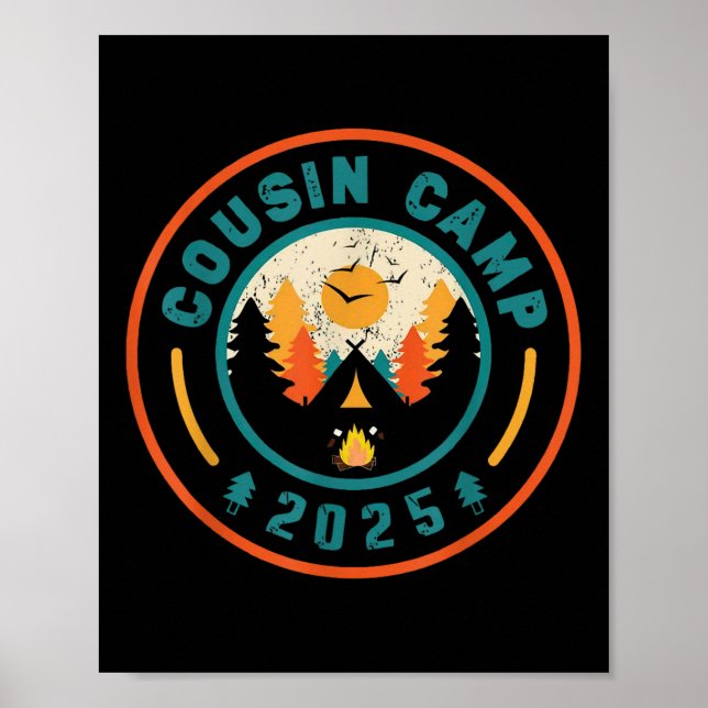 Cousin Camp 2025 Campingstug Crew Campfire Sommarl Poster (Framsidan)