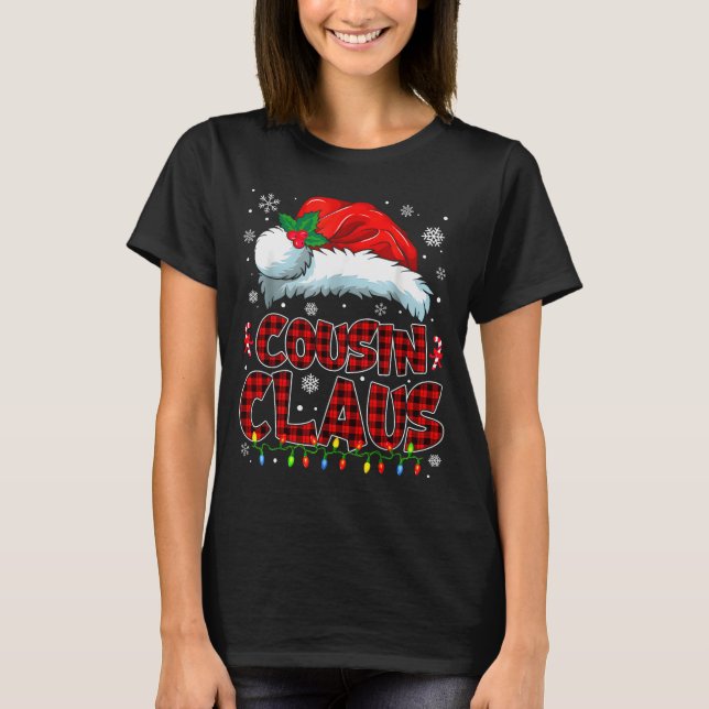 Cousin Claus Christmas Lights Pajama Family Group  T Shirt (Framsida)