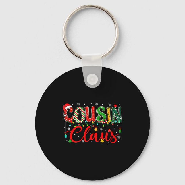 Cousin Claus Christmas Lights Pajama Family Matchi Nyckelring (Framsida)