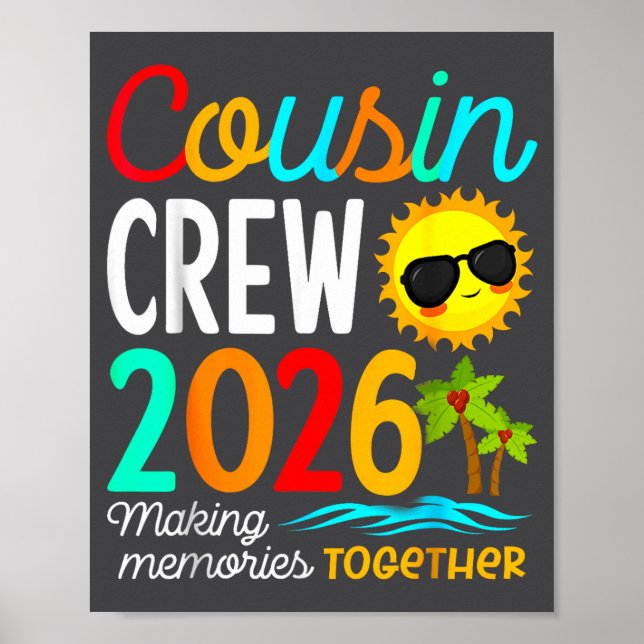 Cousin Crew 2026 Summer Vacation Beach Family Trip Poster (Framsidan)