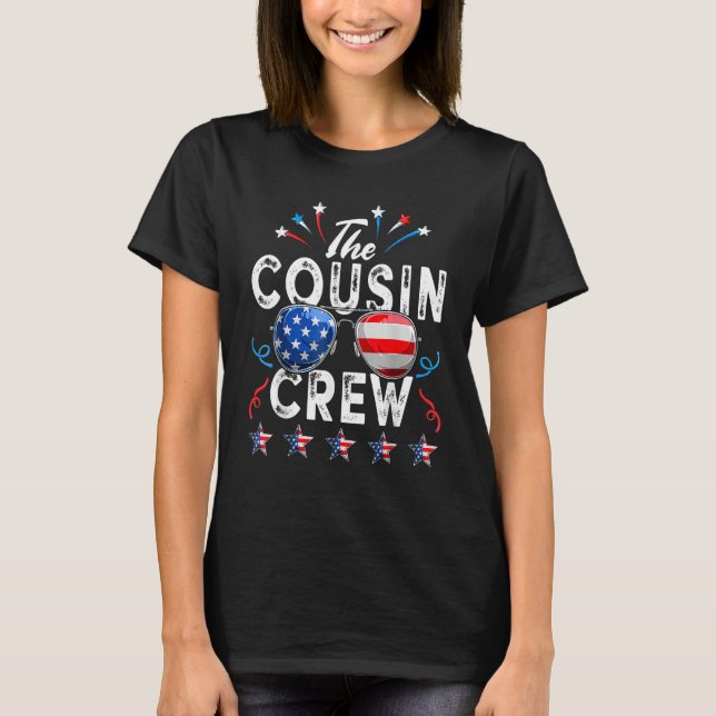 Cousin Crew 4th of July Patriotic American Family  T Shirt (Framsida)