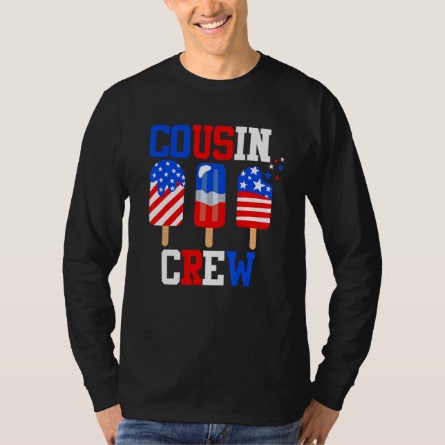 Cousin Crew 4th of July  Popsicle Us Flag Patrioti T Shirt (Framsida)