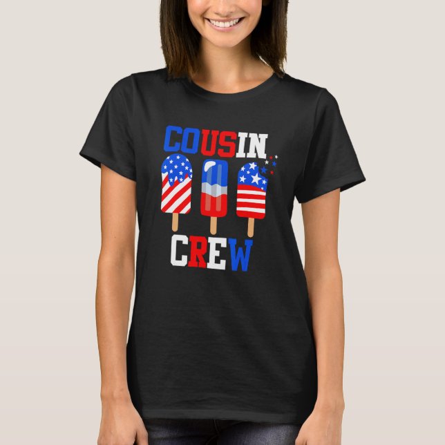 Cousin Crew 4th of July  Popsicle Us Flag Patrioti T Shirt (Framsida)