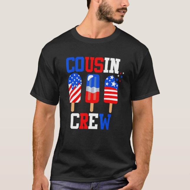 Cousin Crew 4th of July  Popsicle Us Flag Patrioti T Shirt (Framsida)