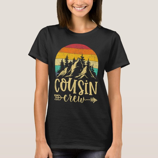 Cousin Crew Camping Outdoor Sunset Summer Camp Vin T Shirt (Framsida)
