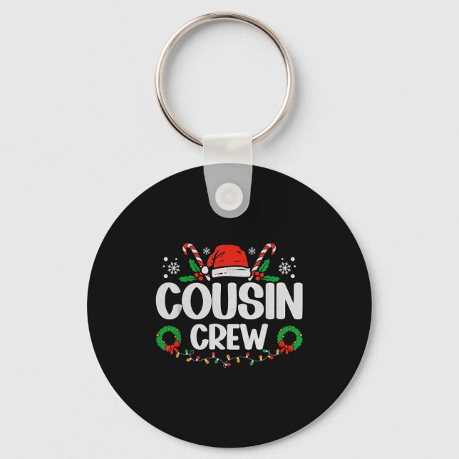 Cousin Crew Christmas Lights Family Matching Pajam Nyckelring (Framsida)