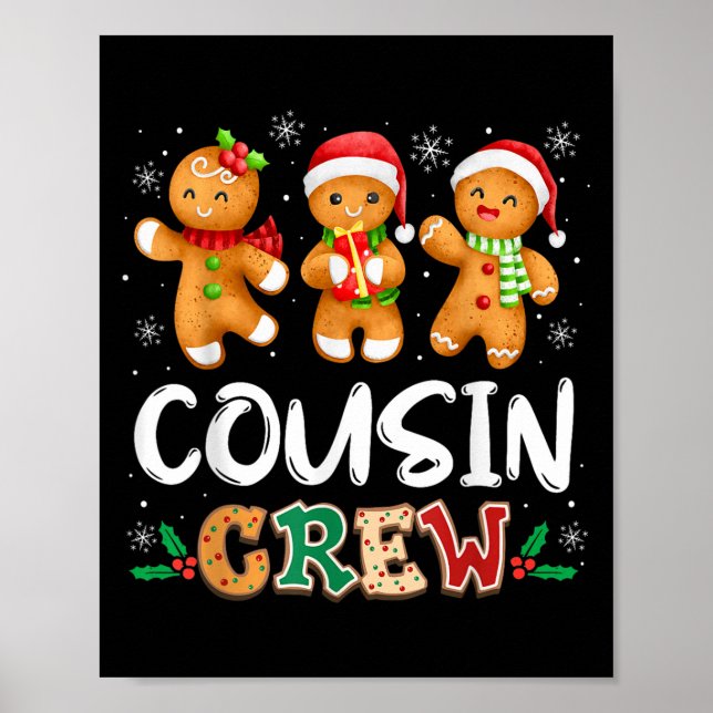Cousin Crew Christmas Pajama Shirt Gingerbread Man Poster (Framsidan)