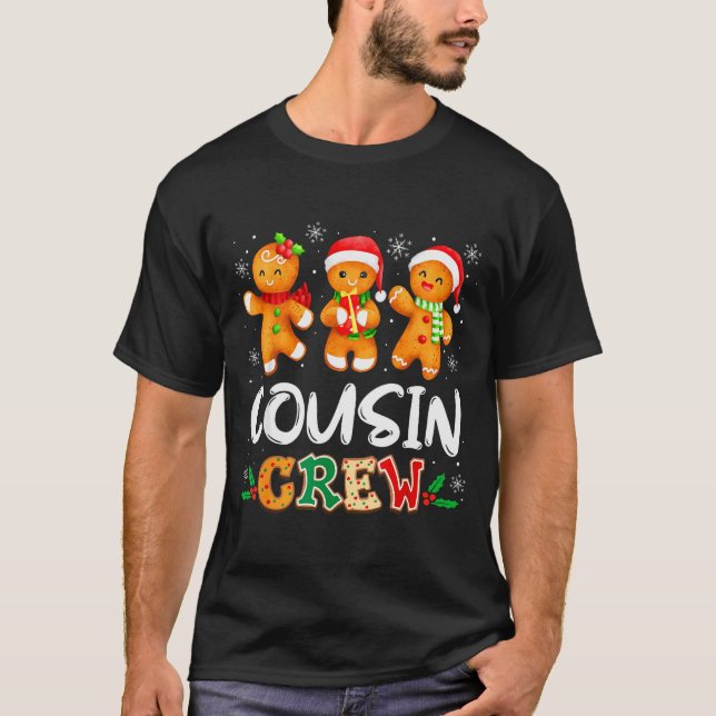 Cousin Crew Christmas Pajama Shirt Gingerbread Man T Shirt (Framsida)