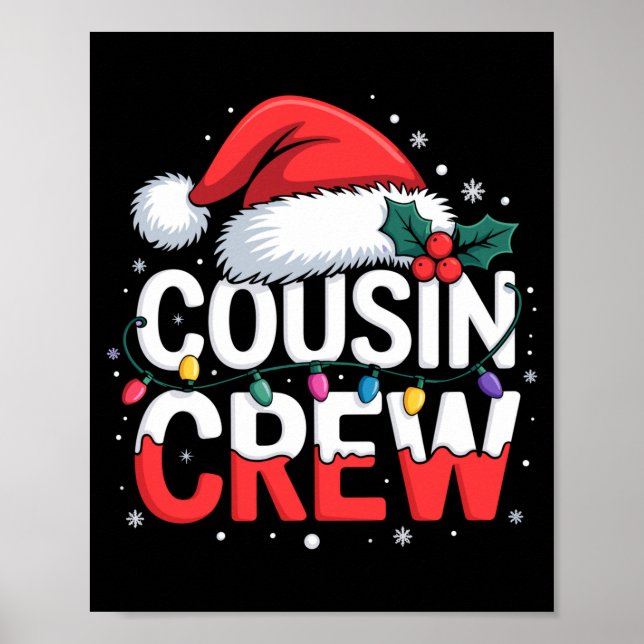 Cousin Crew Christmas Reindeer Antlers Hat Lights  Poster (Framsidan)