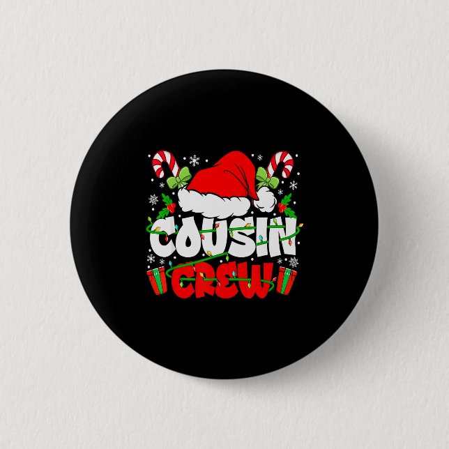 Cousin Crew Christmas Santa Hat Lights Xmas Men Bo Knapp (Framsida)