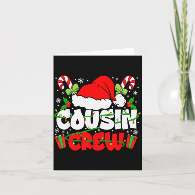 Cousin Crew Christmas Santa Hat Lights Xmas Men Bo Kort (Framsida)
