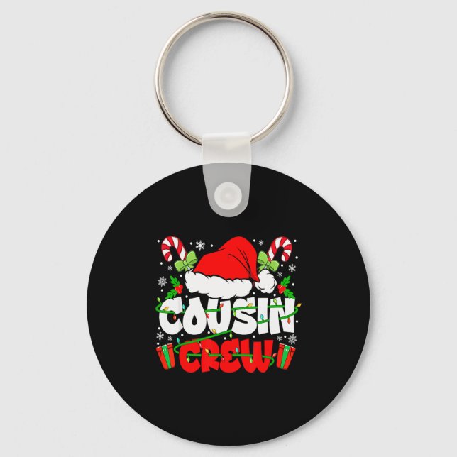 Cousin Crew Christmas Santa Hat Lights Xmas Men Bo Nyckelring (Framsida)