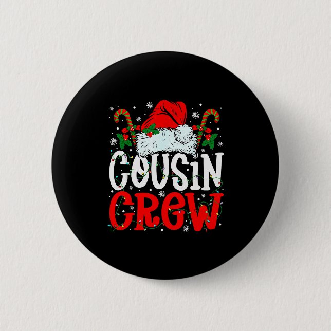 Cousin Crew Christmas Santa Hat Xmas Lights Men Bo Knapp (Framsida)