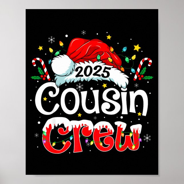 Cousin Crew Christmas Xmas Lights Family Matching  Poster (Framsidan)