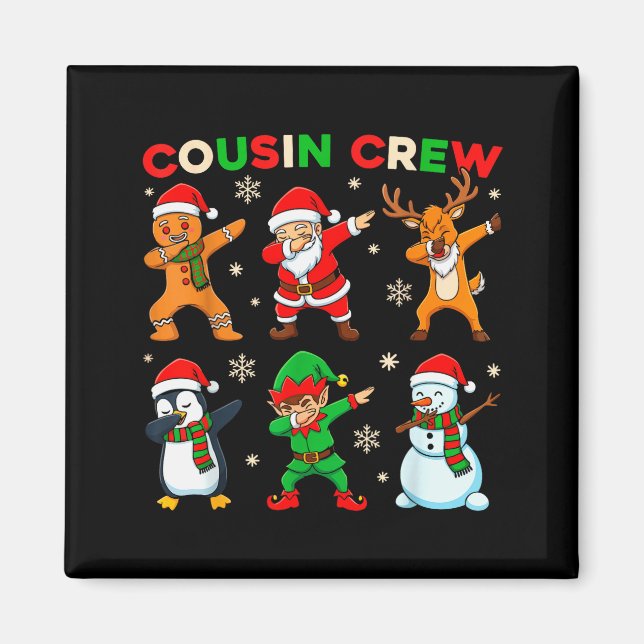 Cousin Crew Dabbing Tomte Alv Vänner Jul Fu Magnet (Framsidan)