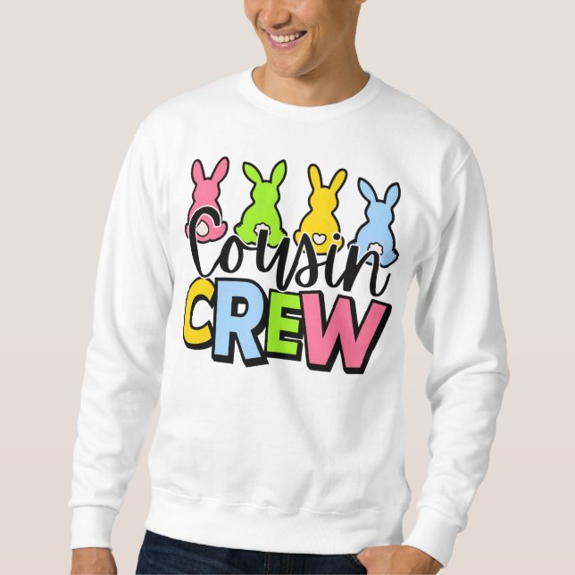 Cousin Crew Färgglada Påskharar Lång Ärmad Tröja (Framsida)