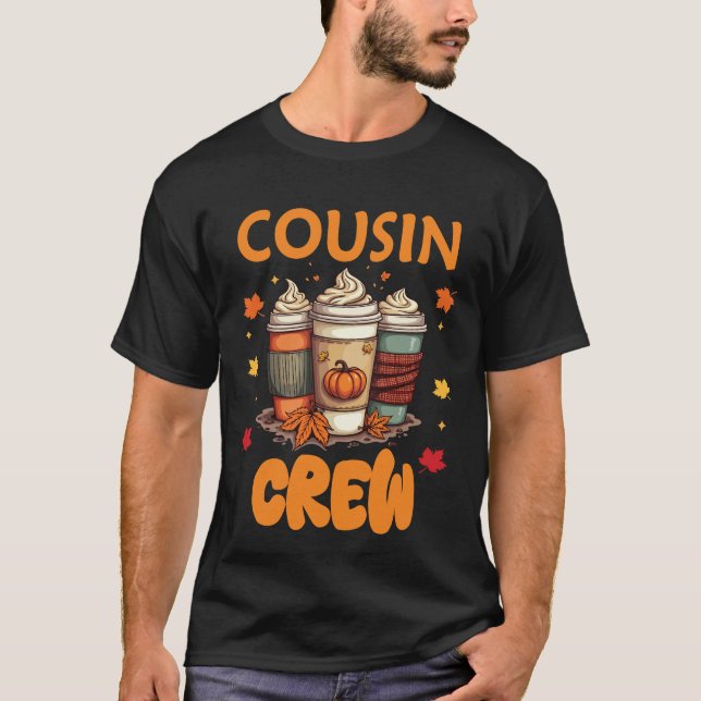 Cousin Crew Halloween Pumpkin Latte Coffee Lover  T Shirt (Framsida)