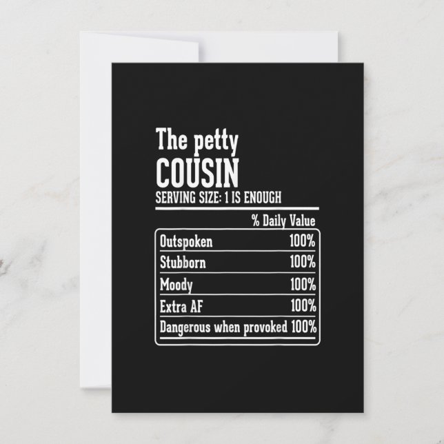 Cousin Crew Näringsfakta den Petty Cousin Inbjudningar (Framsida)
