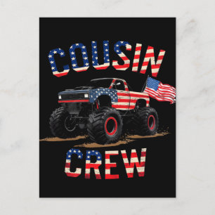 Cousin Crew Patriotisk Monster Truck Fjärde Juli S Vykort