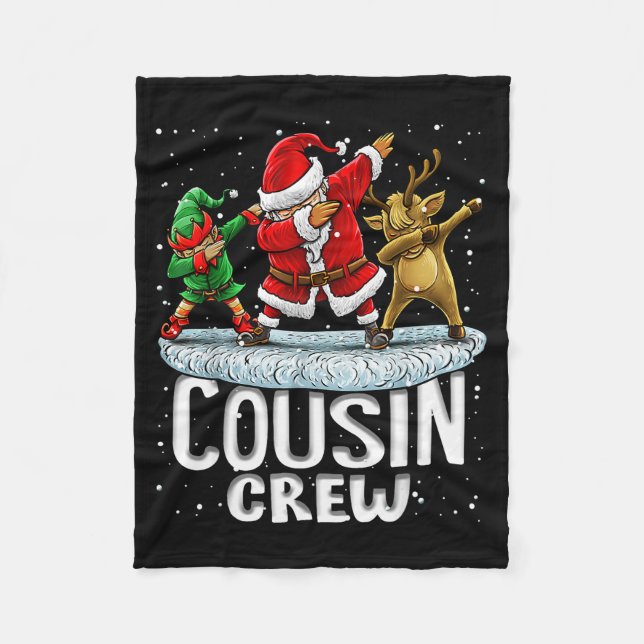Cousin Crew Santa Elf Dabbing Matching Family Chri Fleecefilt (Framsidan)
