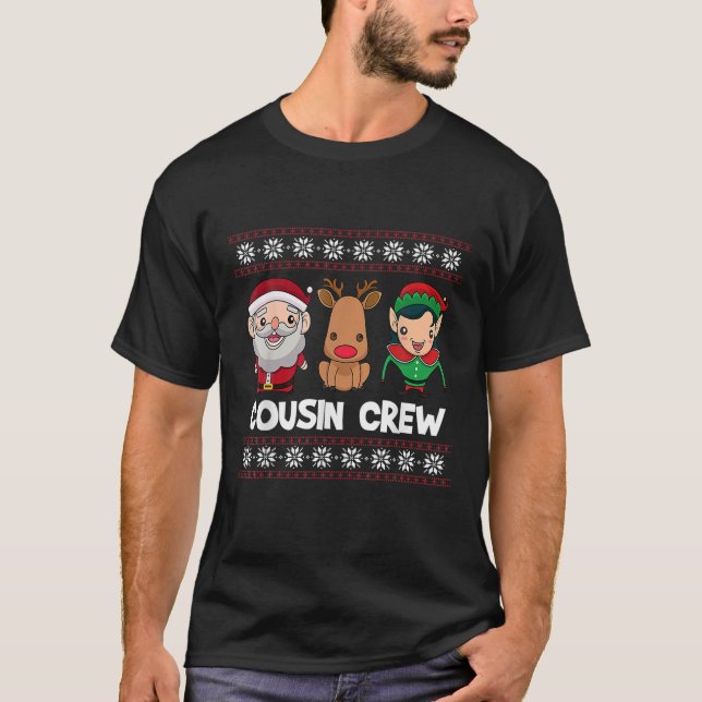 Cousin Crew Santa Reindeer Elf Julafton Funny Chri T Shirt (Framsida)