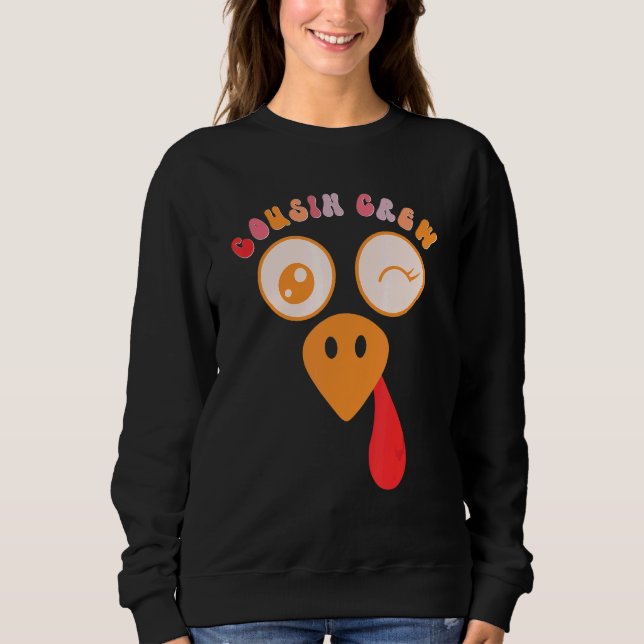 Cousin Crew Turkey Cute Family Thanksgiving Pajama T Shirt (Framsida)