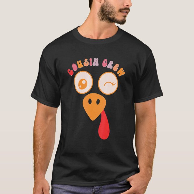 Cousin Crew Turkey Retro Groovy Cousin Squad Thank T Shirt (Framsida)