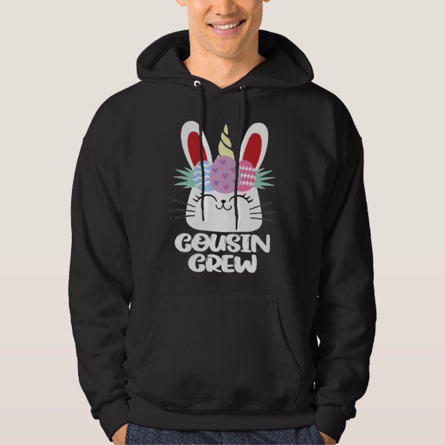 Cousin Crew Unicorn Bunny Easter Egg Hunt Costume  Hoodie (Framsida)